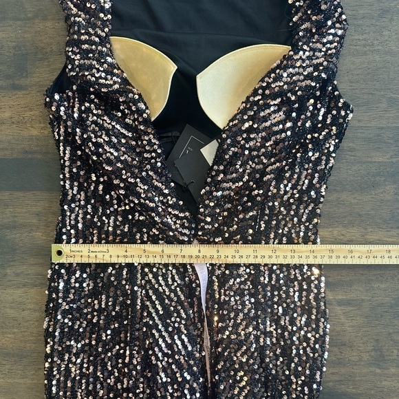 Mac Duggal Cowl Back Boat Neck Sequin Gown - Picture 7 of 8